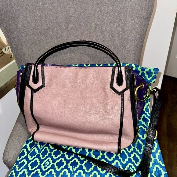 New Oryany Pink, Black, and Purple purse Leather crossbody or shoulder roomy - Picture 5 of 10